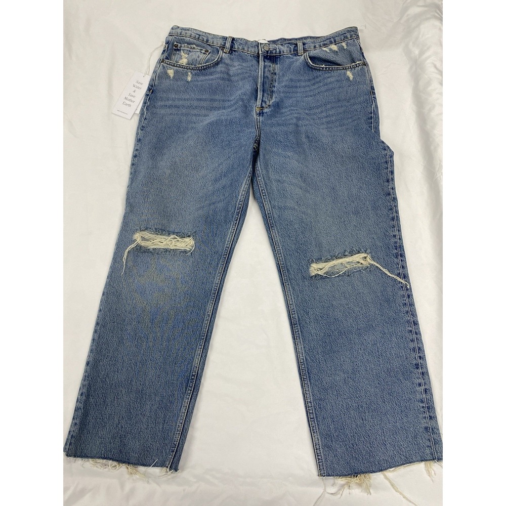 NWT Boyish Jeans Women's 32 The Tommy High Rise Straight Button Fly Distressed